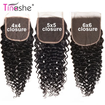 Tinashe Hår Krøllet Bundter Med Lukning 5x5 6x6 Lukning Og Bundter Brazilian Hår Væve Remy Human Hair 3 Bundter Med Lukning