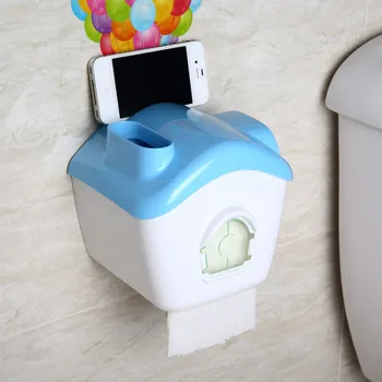 Vandtæt Plast Papirholder Kreative Hus Form Toiletpapir Arrangør Vægmonteret Opbevaring Skuffe Tissue Box