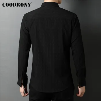 COODRONY Mærke Foråret Efteråret Nye Ankomst Mode Stribet Slim Social Business Casual Dress langærmet Shirt til Mænd Tøj C6122