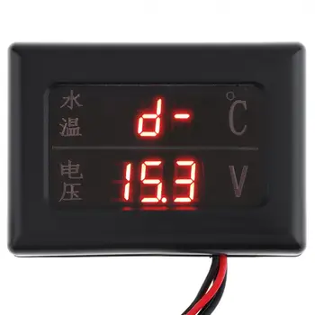 12V / 24 V Universal 2-I-1 Digital Anti Ryste Vand Temperatur Måler + Volt Måler med Sensor Egnet til Bil / Lastbil
