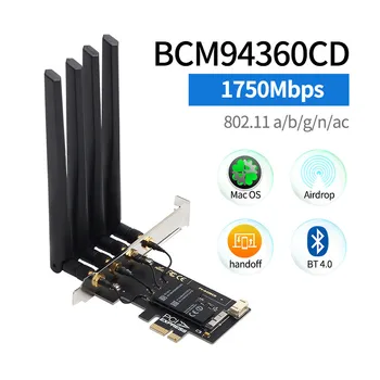 1750Mbps BCM94360CD PCIe Desktop Wifi-Kort 802.11 ac Bluetooth 4.0 Bcm94360 Trådløse Adapter Til MacOS Hackintosh Dekstop PC