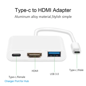 Type-C USB-C til HDMI-kompatibel USB3.1 Type c Multifunktions-Adapter Kabel Mandlige og Kvindelige Opladning Konverter Digital AV Multiport