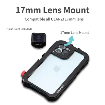Ulanzi 17MM Video Metal Bur til iPhone 11 Pro Max antal 1,33 X Anamorphic Linse DOF Kamera Linse Bur til Mic Beskyttende Udvidelse Sag