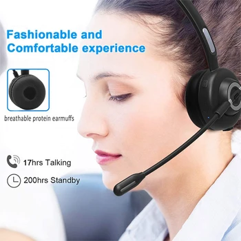 Call Center Headset Trådløse Bluetooth Hovedtelefoner til PC Headset med Noise Cancelling Mikrofon til Skype, Voip mobiltelefon Kontor