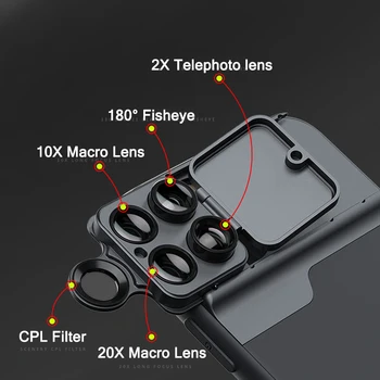 5 i 1 Telefon Lens med cover til iphone 11 pro max antal camara tilfælde 10X 20X Makro Linse Telefon Tele-Linse Kamera Fiskeøje Optik