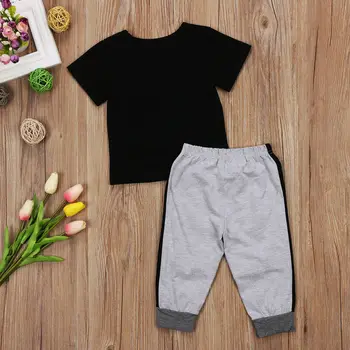 Pudcoco Drenge Tøj 2stk lille Barn Børn Baby Boy T-shirt, Toppe, Bukser Outfits Sæt Tøj i Alderen 1-6T