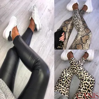 Meihuida 2019 Kvinder Med Høj Talje Leggings Med Leopard Print Snake Skin Mønster Tynde Blyant Leggins Slanke Damer Stretch Bukser