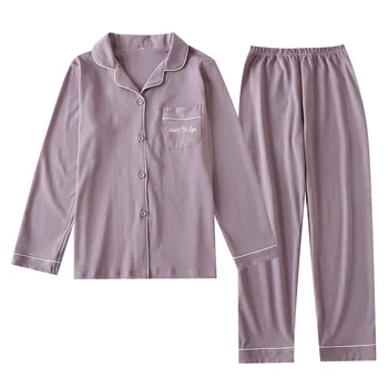 Bomuld Pyjamas, der Passer Kvinder, Mænd, To-delt Spring Lange Ærmer Homewear Sæt af Høj Kvalitet Par Nattøj Trøjer+Bukser Nighties
