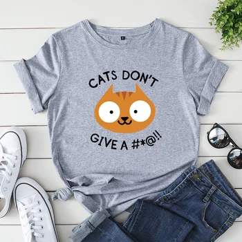 Tegnefilm med Sjove katte Print Damer Toppe Plus Størrelse 5XL bomuld kortærmet Kvinder T-shirt Harajuku Kreative Tshirt Basic t-Shirt