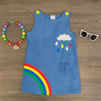 2019 Helt Ny Spædbarn Baby Pige Rainbow A-Line Kjole Børne Party Kjoler Farverige Barn uden Ærmer Mini Rainbow Sundress 0-3T