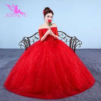 AIJINGYU 2021 fællesskab Tilpasset nye hot sælger billige bolden kjole snøre tilbage formelle kjoler til brudens brudekjole WK414