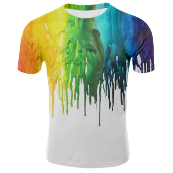Sommer Mode Korte Ærmer Paint Splash Maling Sag T-shirt Hot Brand T-shirt