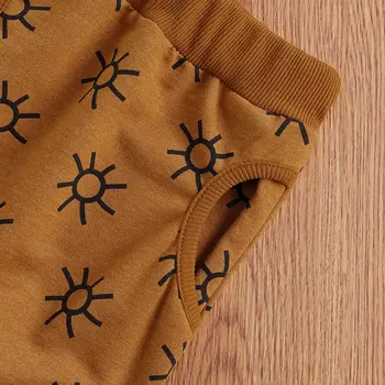 Pudcoco 2020 Efteråret 0-24M Spædbarn Baby Pige Dreng Sæt 2stk Sun-Print-Long Sleeve Top+Bukser Lommer Nyfødte Barn Varmt Tøj