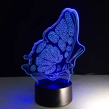 Butterfly 3D LED Lampe Soveværelse Nat Lys 7 Farver Skiftende Akryl Remote Touch Skifte bordlampe Kreativ Gave