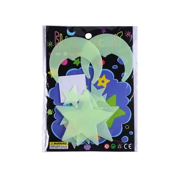 3set Tre-dimensionelle selvklæbende børneværelse Fluorescerende Stickers 3d Moon Stjerner Wall Stickers Indre Lysende Klistermærker 5