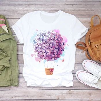 Kvinder 2020 Sommeren Korte Ærmer Blomster Blomst Mode T-shirt Kvinder Kawaii koreansk Stil Harajuku Streetwear t-Shirt Femme