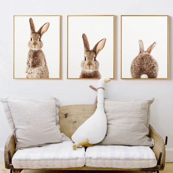 Søde Dyr Børnehave Bunny Udskriver Kaniner Plakat Lærred Maleri Unisex Væg Kunst, Kunst, Udsmykning, Væg Billeder til Hjemmet Indretning