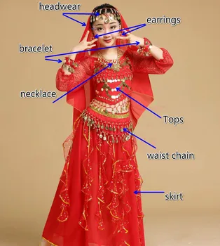 Belly Dance Danser Tøj Indisk Bollywood Dans Kostumer til Børn Barn Sexet Belly Dance Tøj Orientalsk Dans for Trin