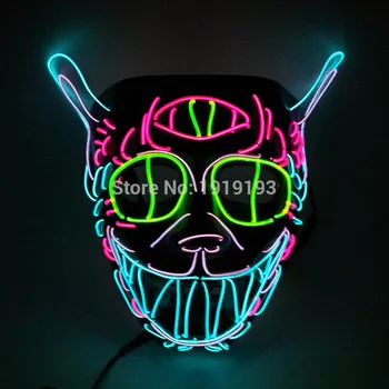 Lysstofrør Led Neon Film Tema Maske Hockey Festival Maske Wire Cool Kriger Figur Hjelm Bar Part Maske Med