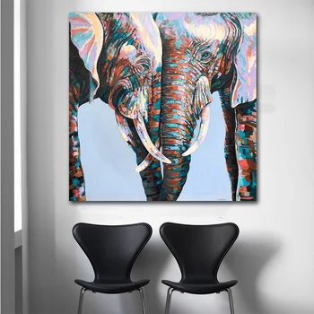 Abstrakte Farverige Afrikanske Elefant Lærred Maleri Plakater Udskriver Dyr Væg Kunst, Billeder Cuadros Boligindretning, Rum Udsmykning