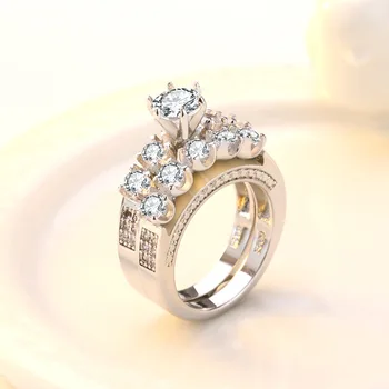 S925 Splint Naturlige Moissanite Ring Set Fint Bizuteria Diamant Anillos Bryllup Brand Sæt 925 Smykker til Kvinder Bizuteria Ringe