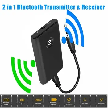 Bluetooth-5.0 2-i-1 Sender og Modtager 3,5 mm-TV Adapter Enheden Til PC Hovedtelefoner Stereo Trådløse Computer, Bil, telefon Y0D1