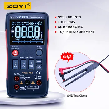 ZOYI ZT-X Digital Multimeter;True RMS Auto række AC-DC volt Ampere Ohm-meter, Kondensator Frekvens Diode NCV test + LCD-baggrundslys