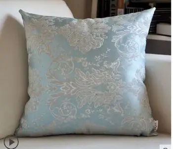 Klassisk lys blå jaquard pudebetræk sofa geometriske lænde pillwocase dekorative talje pillow cover sæt til ryglæn
