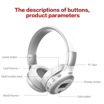 FANATISKE B19, Trådløse Hovedtelefoner, Bluetooth Headset Sammenfoldelig Hovedtelefon Hovedtelefoner Med Dyb Bas Mic TF-Kort Til Mobiltelefon