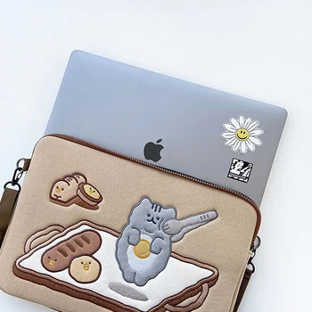 Tablet tilfælde, værdiboks til bærbar opbevaringspose Til Mac Ipad pro 9.7 11 13inch Tegnefilm toast kat ærme liner bag studerende piger Sag