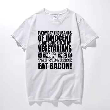 Nye Mænd tøj Spise Bacon T-Shirt Sjove T-shirt Vegetar Planter Joke Veganer Retro Vold Bomuld kortærmet Tshirt Mænd