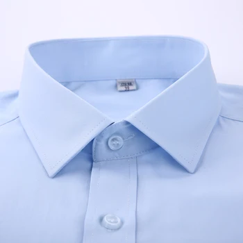 Mænd ' s Classic-Long-Sleeve-Fast/stribet Basic Kjole Skjorter Enkelt Patch Lomme Standard-fit 40% Bomuld Arbejde Office Formel Skjorte