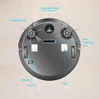 USB Multifunktionelle Robot Støvsuger , 3-I-1 Auto-Genopladelige Smart Flot Robot Tør Våd Flot Støvsuger Hjem