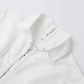 TWOTWINSTYLE Hvid koreanske Kjole For Kvinder Revers Lange Ærmer Høj Talje Mini Kjoler Kvindelige Mode Nyt Tøj 2020 Efteråret