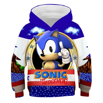 Sonic the Hedgehog Tøj Sommer Cool 3d Kids Hættetrøjer piger Familie-shirts Drenge hættetrøjer Mario Sweatshirt Efteråret Børns Toppe