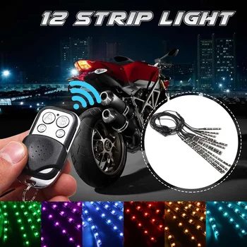 12x Motorcykel LED Neon Stribe Lampe 15-farver Fjernbetjeningen Under Glød Lyser 5050SMD LED Bil Dekorative Lys Stribe