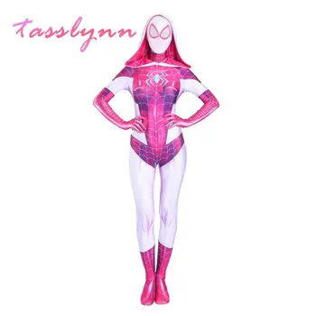 Pink Gwen Stacy Cospaly The Amazing Spider Hero Kostumer Zentai Maske Hoodie Spider Passer Anti-Gwenom for Kvinder Girl Party Passer til