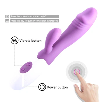 G Spot Rabbit Dildo Vibrator Vagina, Klitoris Stimulator Kvindelige Onani Dual Vibration G-spot Massager Sex Legetøj til Kvinder