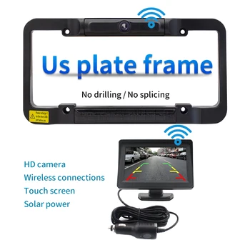 Solar Powered OS Bil Wireless Rear View Backup-Kamera Digital Nummerplade Ramme For Bil, Lastbil, Bus-Trailer Tilbehør