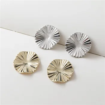 Diy smykker at gøre 50stk/masse 26mm geometri runder form bølge blomster kobber flydende medaljon vedhæng passer til øreringe tilbehør