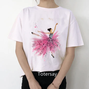 Kvinder ballet dans pige print mode t-shirt 90stshirt æstetisk tøj af høj kvalitet pige tee top nye sommer stil mode t-shirt