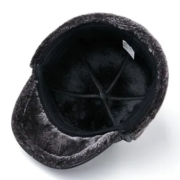 SILOQIN naturlige koskind læder bombefly pels hat hatte til mænd velvet varm høreværn caps Sombrero de cuero vinter mænds læder cap