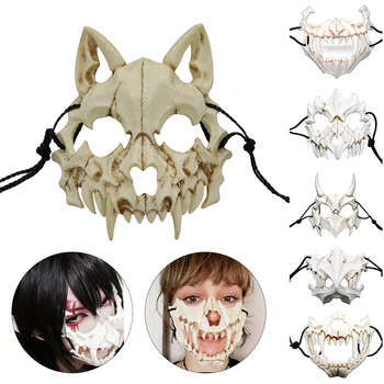 Halloween Harpiks Maske Dragon Gud Maske Hvide Kranium Skræmmende Halv Maske Til Halloween Rekvisitter Halloween Fest Cosplay Rekvisitter