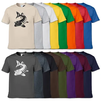 Høj Kvalitet Fisk Print T-shirt 2018 Nye Mænd Fishings Tshirt Stranden Casual Unisex T-shirt i Bomuld O-hals, Korte ærmer Toppe Tee