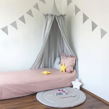 Mode Bomuld 3D Hang Dome Myggenet Flæsekanter Pink Prinsesse Baldakin Baby Bed baldakin børn Myggenet Piger Room Decor 240cm