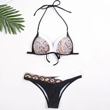 Sexet Printe Store Badetøj Push Up Bikini Snake Kvinder Badetøj Plus Size Beach Bikini Kvindelige Svømme Badedragt Badedragt 2019
