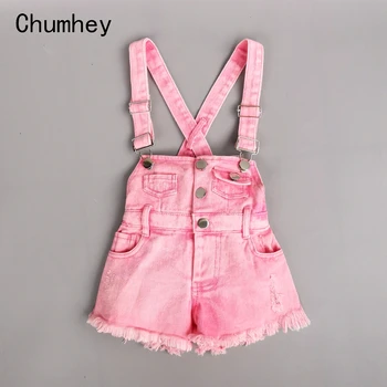 Chumhey Kids Pige Overalls Sommer Piger Hofteholder Denim Shorts Pink Jeans Børn Tøj Kawaii Bebe Buksedragt Barn Tøj