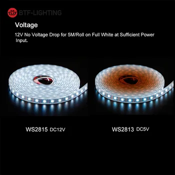 DC12V WS2815 (WS2812B/WS2813) Pixels RGB LED Strip Light Dual-Signal 1m/5m Individuelt Adresserbar LED 30/60/144 Pixels/Lysdioder/m