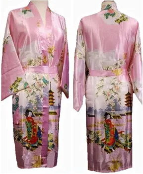 Gratis Forsendelse Navy Blå Kinesiske Kvinders Silke og Rayon Robe Kimono Badekar Kjole Natkjole Størrelse S M L XL XXL XXXL W2S002