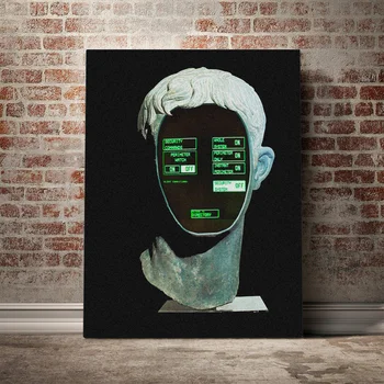 Cyber vaporwave avatar moderne kunst plakat Indrammet Lærred Maleri på væg Kunst, indretning rum Undersøgelse Hjem træramme Dekoration Udskriver